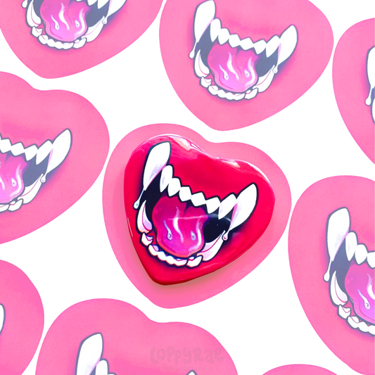 "Teeth" Heart Button Badge
