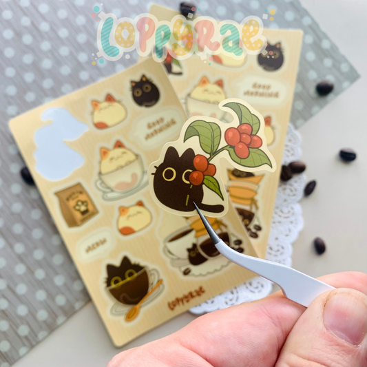 Cat Cafe Sticker Sheet Loppy Rae