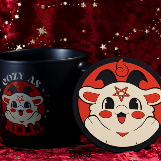 PREORDER: “Cozy as Hell” Ceramic Mug + Coaster Set