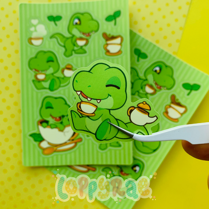 Tea Rex Sticker Sheet Loppy Rae