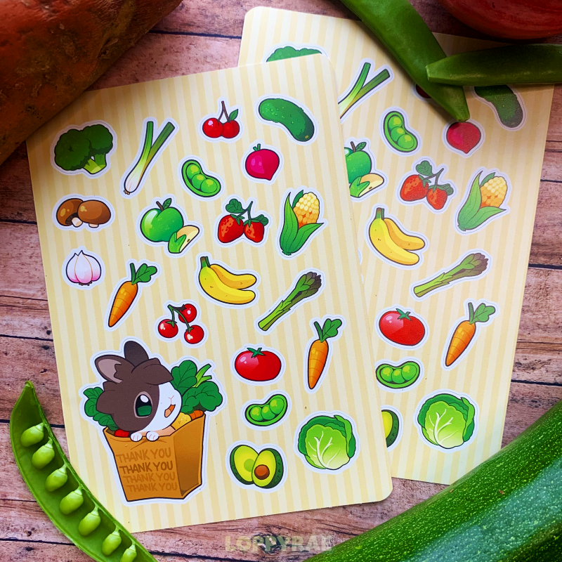 “”Fruits and Veggies” A6 Sticker Sheet